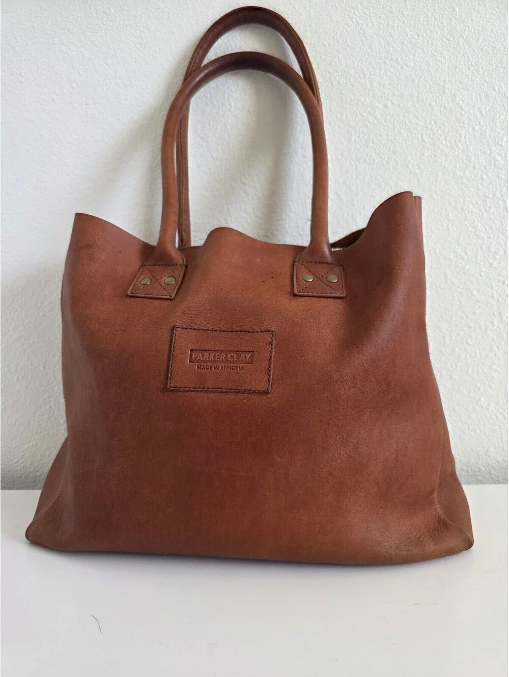 Parker Clay Brown Leather Merkato Signature Tote